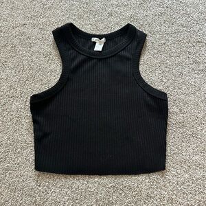 Black racer back cropped tank